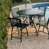 Garden furniture - 4 Arras chairs, 1 Arras round table - Dark green