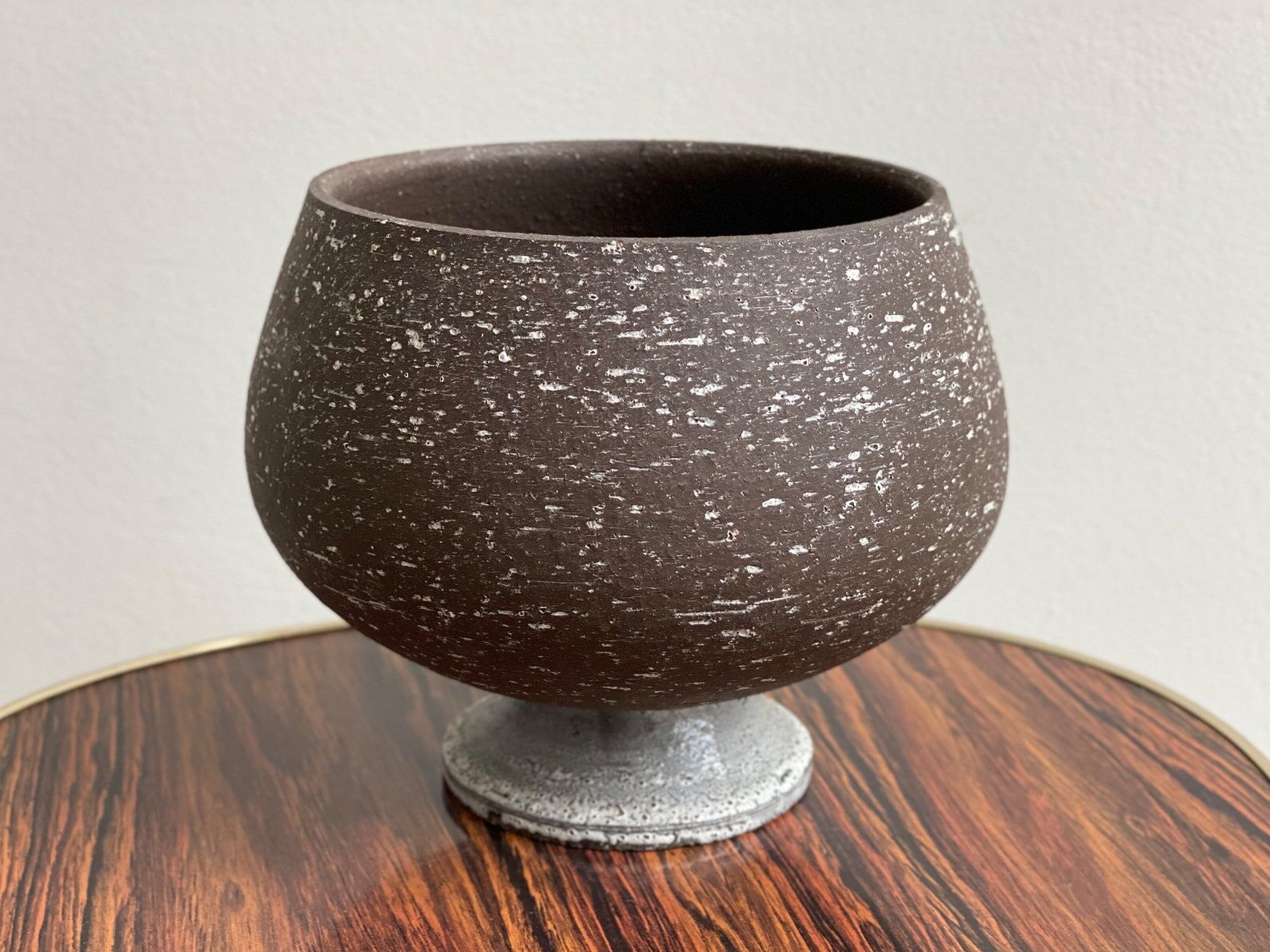 Vintage ceramic "birch bark" planter / flower pot, Chamotte
