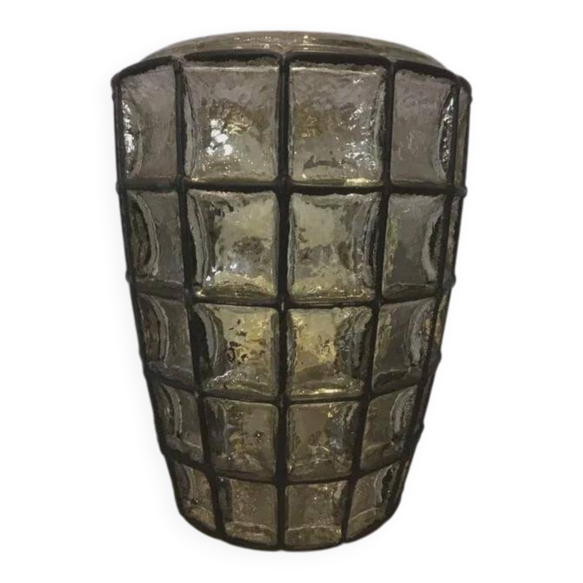 Glashütte Limburg wall light, textured glass in a metal grid, 1970s