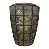 Glashütte Limburg wall light, textured glass in a metal grid, 1970s