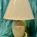 Pair of cream ceramic lamps, 1980s, art deco style, Miami light 73