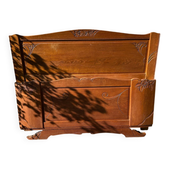 Vintage headboard and footboard in 140cm Art Deco style.
