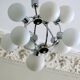 Mid century chandelier with 9 radiating milk glass globes 1970s