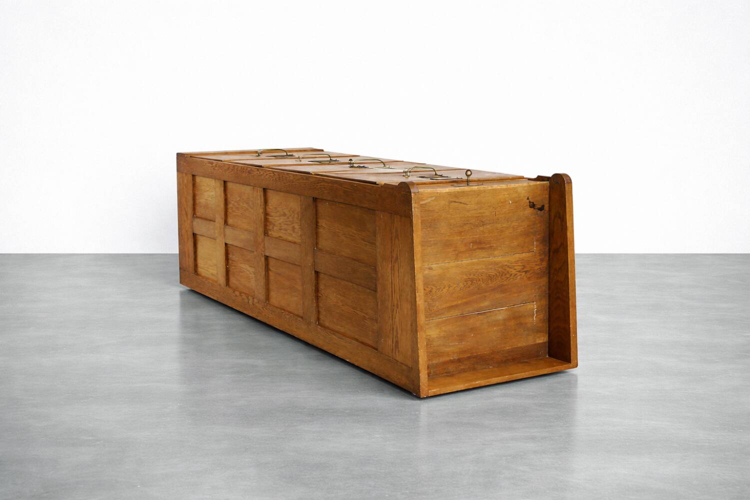 Vintage Industrial English Oak Filing Cabinet with Drawers, 1920s