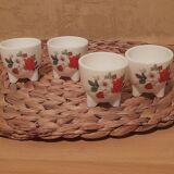 4 coquetiers floral decoration, Arcopal, 70s