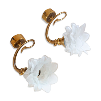 2 wall lamps flower art deco