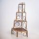 Vintage 1960s bamboo rattan corner shelf bookcase (peacock / Emmanuelle)