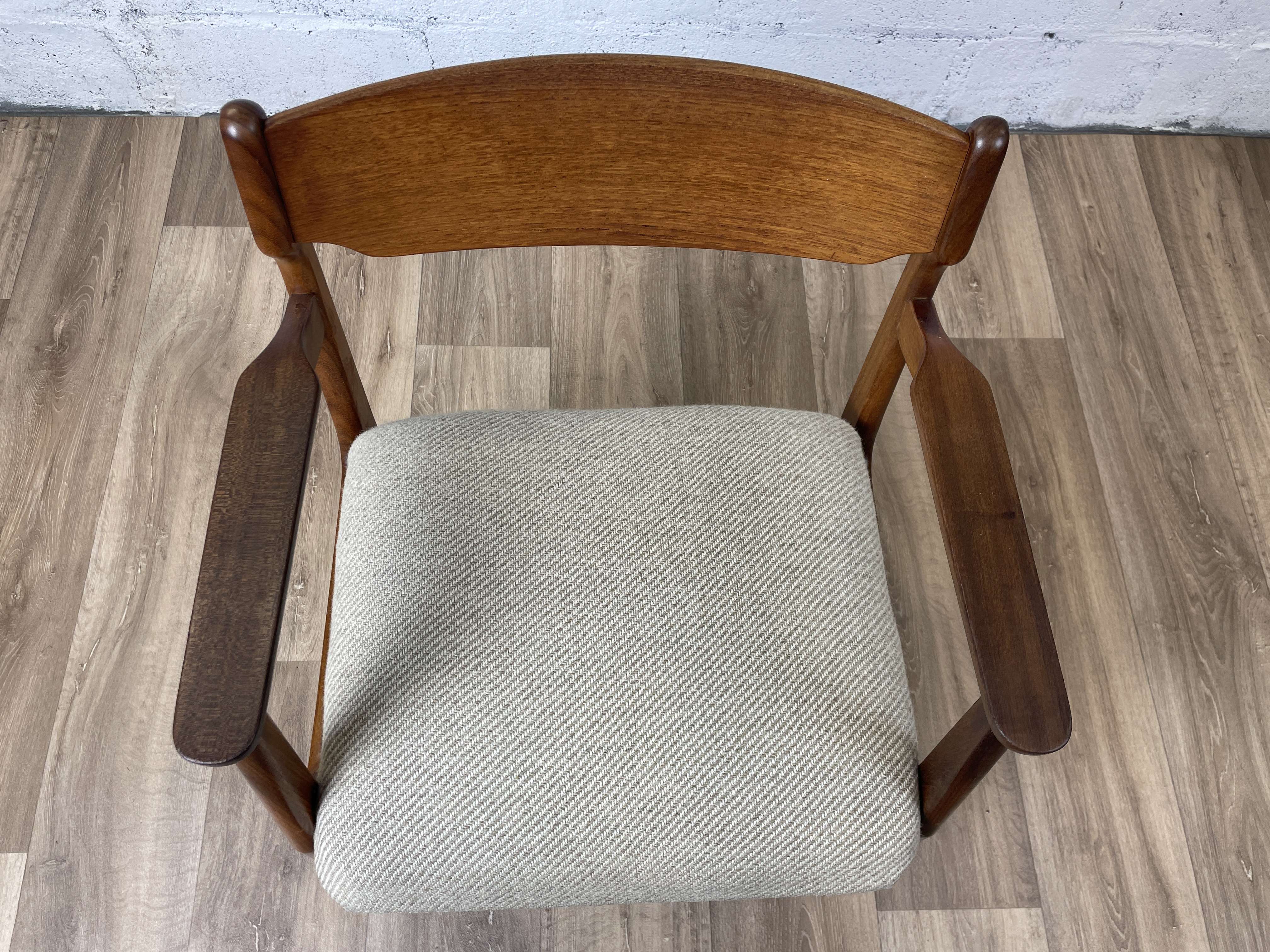 Vintage Scandinavian armchair in teak and grey fabric, 60s