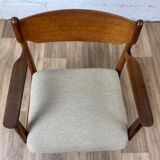 Vintage Scandinavian armchair in teak and grey fabric, 60s