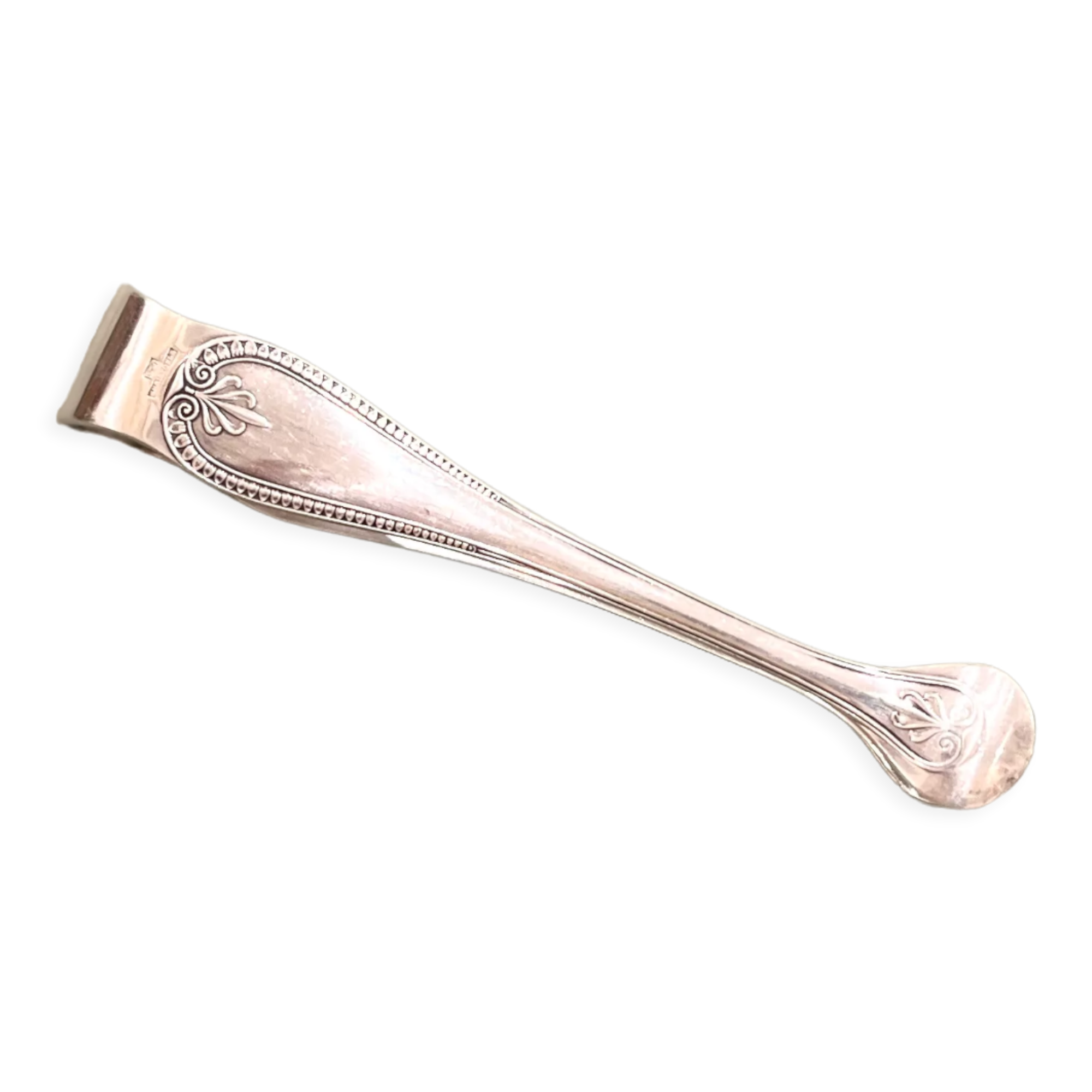Christofle silver metal sugar tongs, Marly model