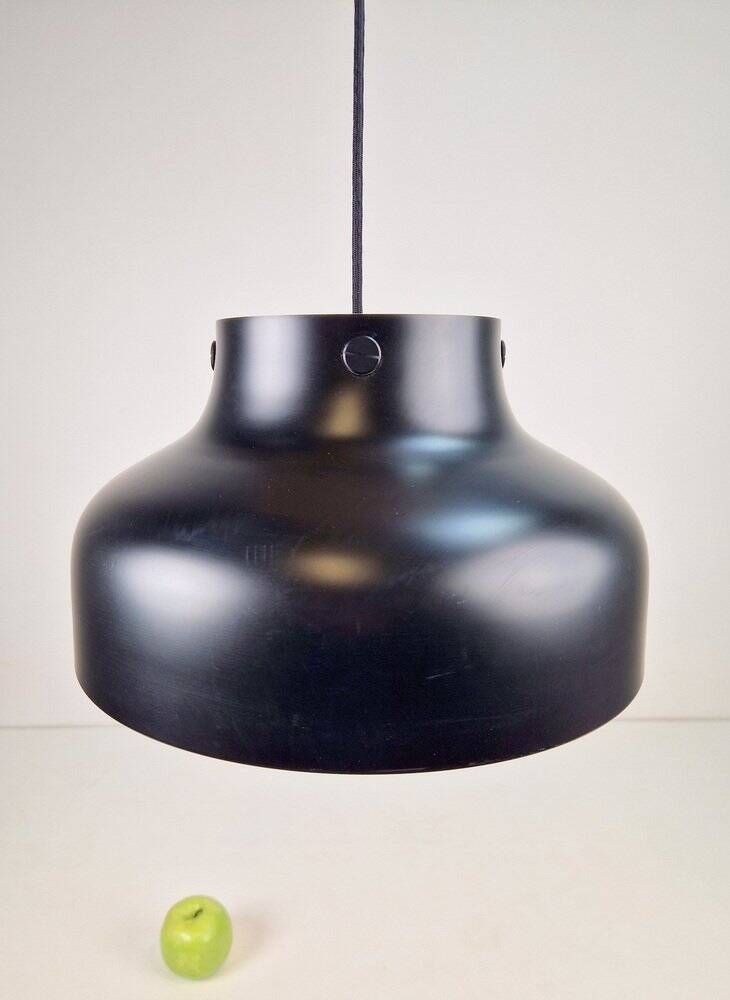 Mid-Century Modern Danish Black Jumbo Pendant Lamp by Uniline for Nordisk Solar, 1960s