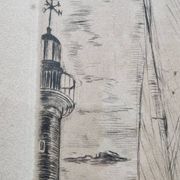 Herbert Lespinasse (1884-1972) - Engraving - The Departure of the Sailing Ship