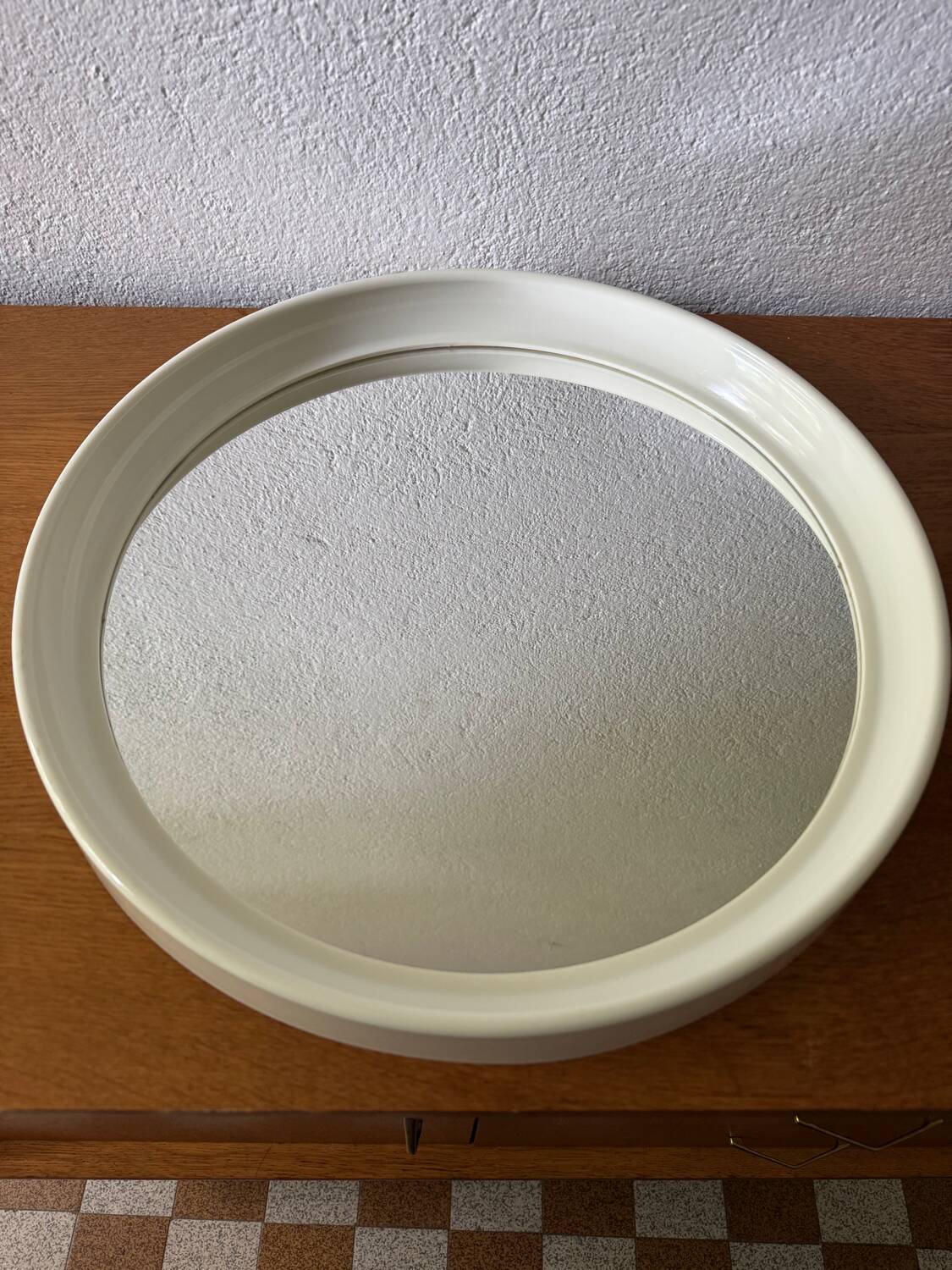 White Bakelite mirror from the 70s
