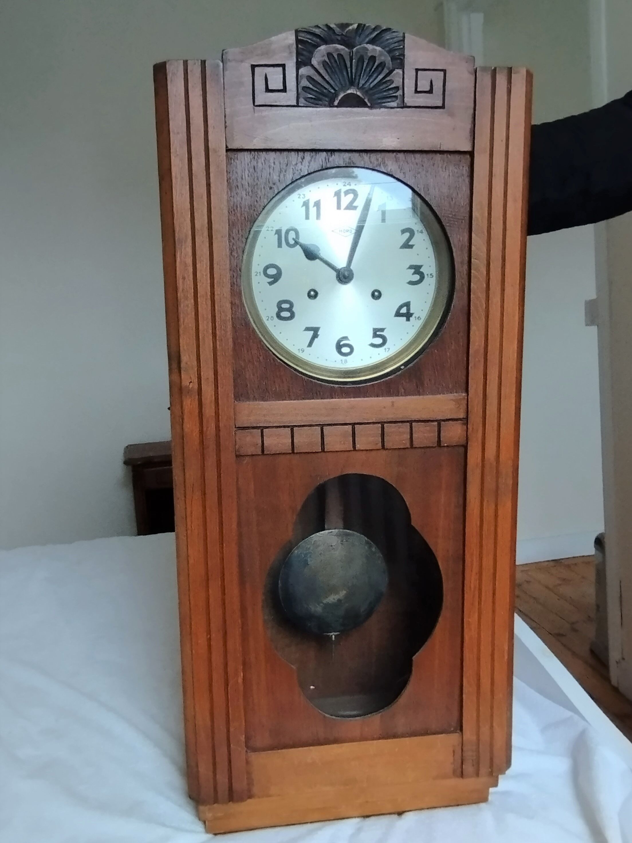 Wooden clock art deco style