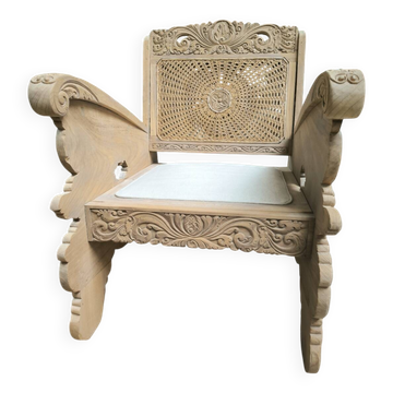 Fauteuil colonial en teck origine Ceylan