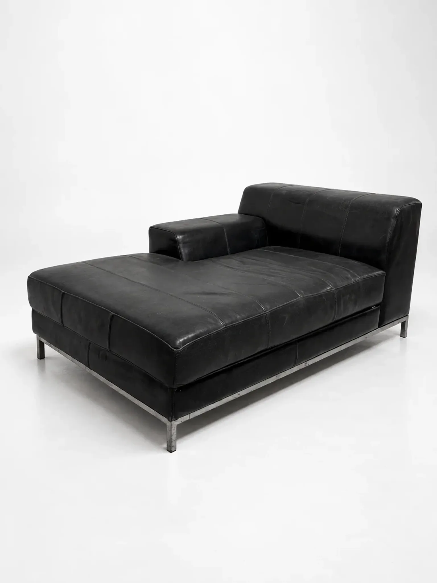 IKEA Kramfors black leather chaise longue