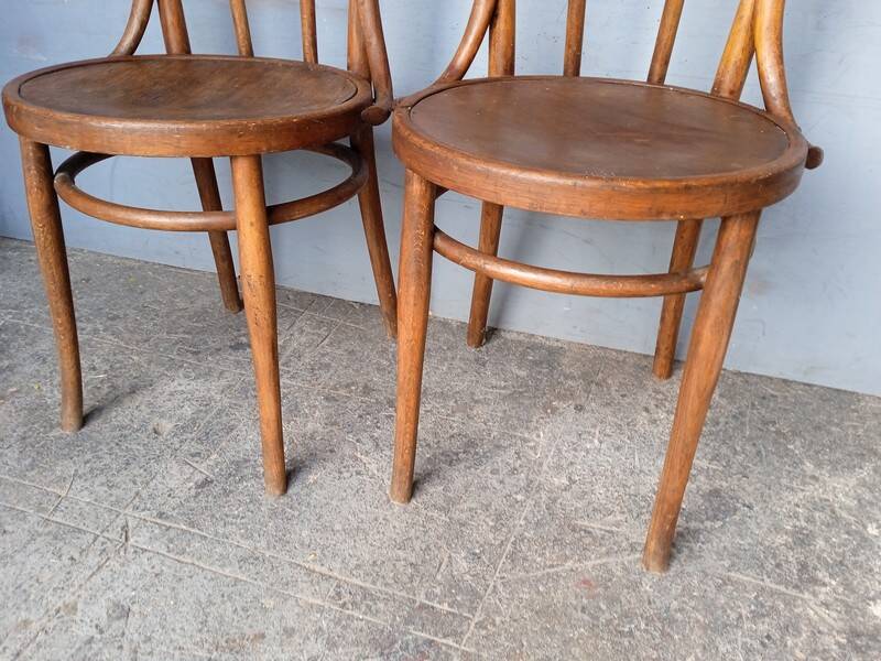 Paire 2 chaises bistrot bois courbé vintage