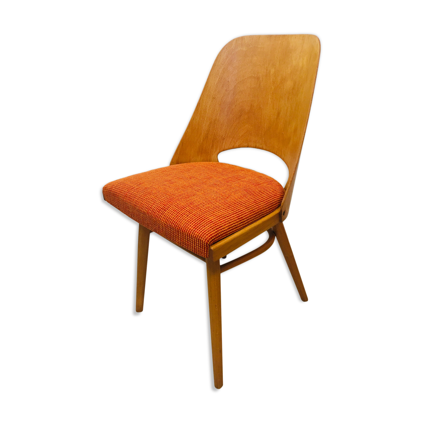 Orange Chair model 514 by Lubomir Hofmann for Ton 1960s