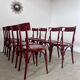 Set of 8 vintage 70s curved varnished wood bistro chairs
