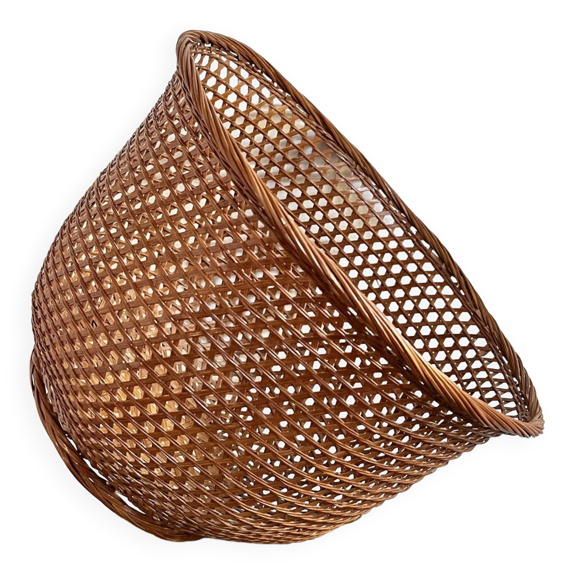 Wicker cane basket planter