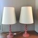 Pair of vintage twisted wood lamps