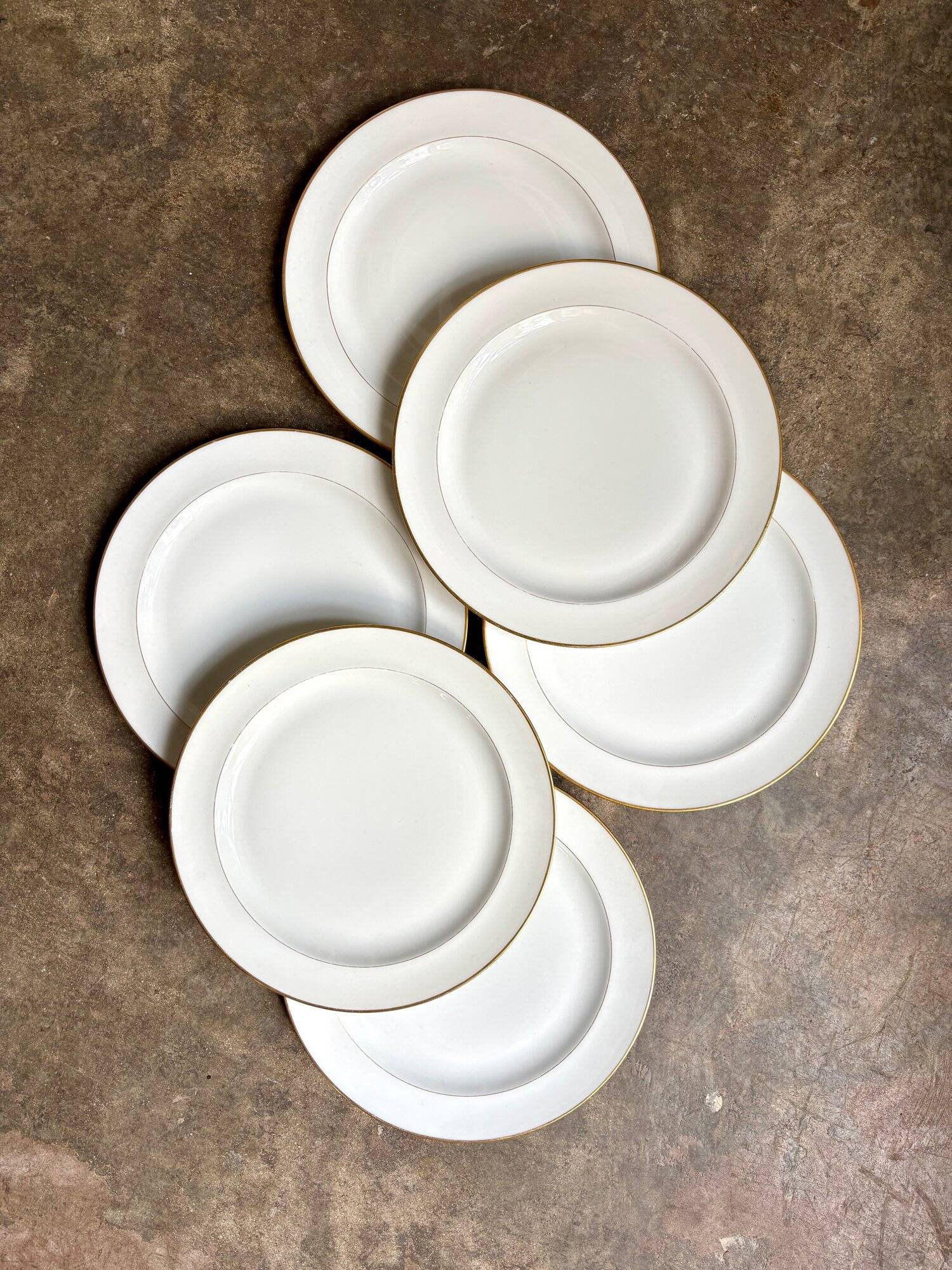 6 A. Vignaud dinner plates in gilded Limoges porcelain - Pavillon Dam