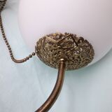 Pair of metal and opaline wall lights