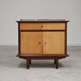 Vintage teak and marble bedside table 1960