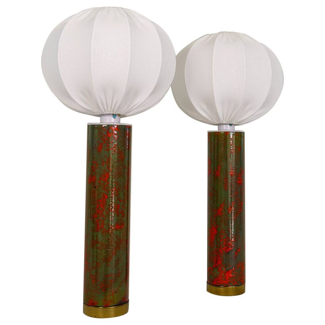 Rare and large ceramic table lamps from the mid-century, Sweden, 1960s.