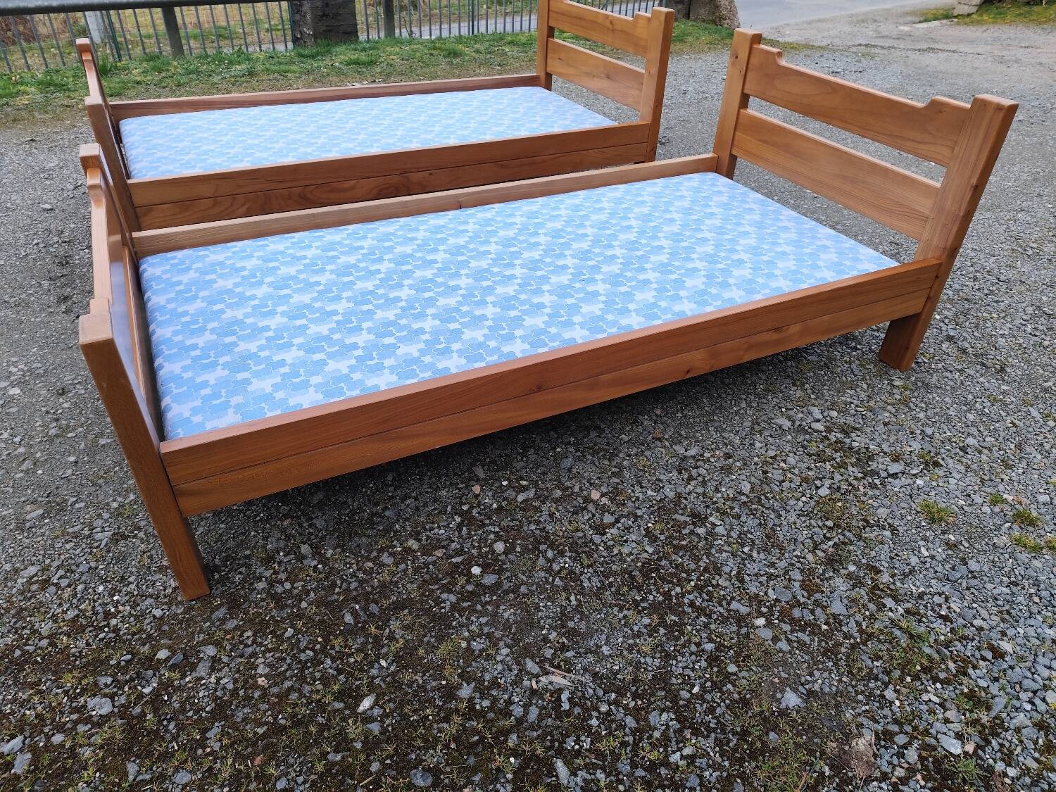 Pair of elm burl beds attributed to Maison Regain