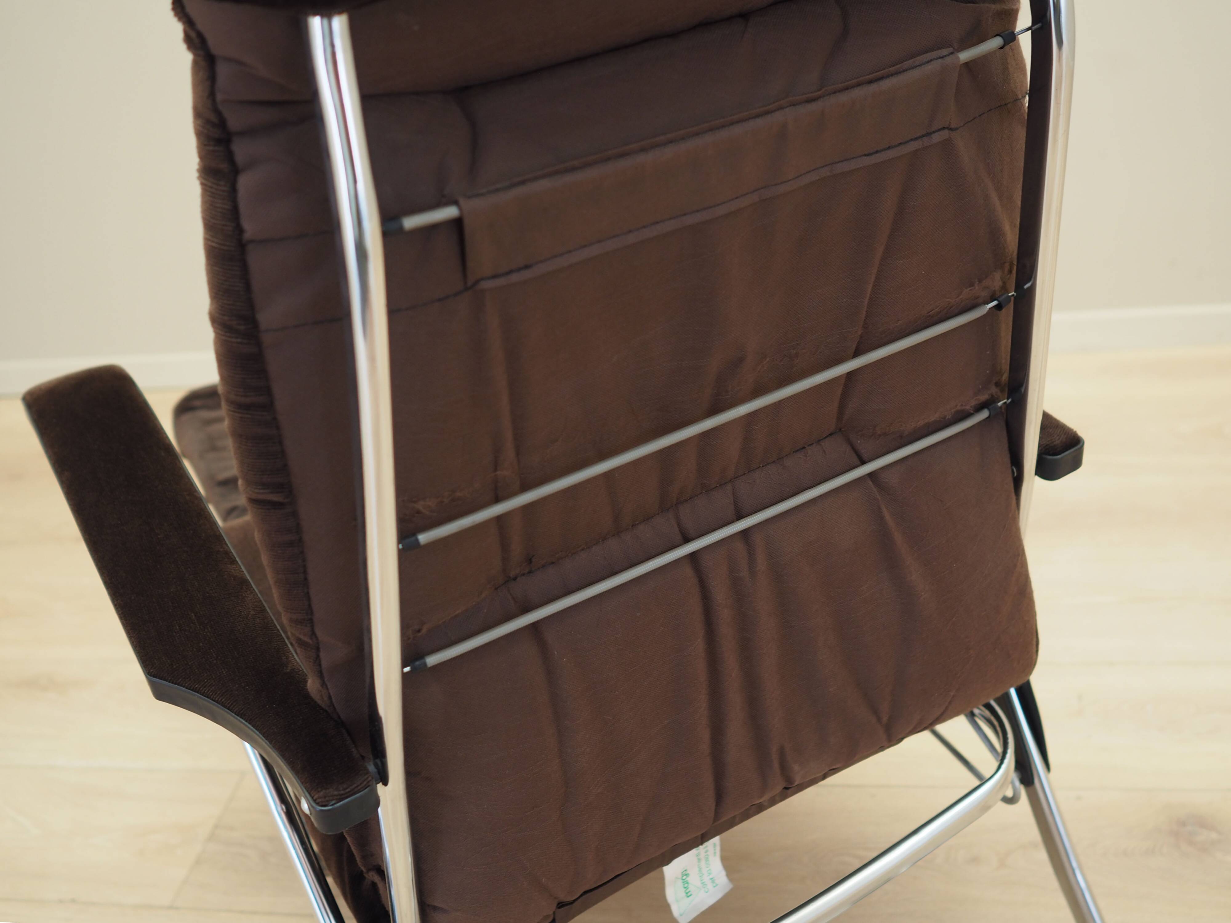 Brown velour armchair, Danish design, 1970s, production: Denmark