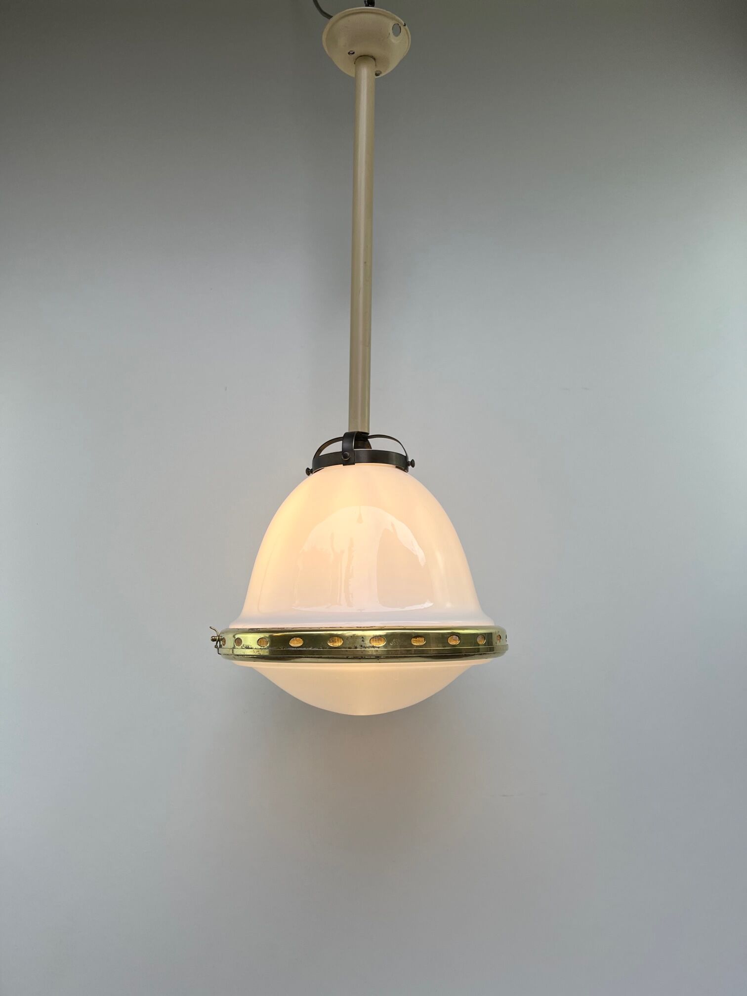 Chandelier 1920 opaline and frosted glass brand bag paris
