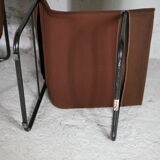 Pair of KEBE drivers, Denmark, circa 1975. Steel and "chocolate" canvas