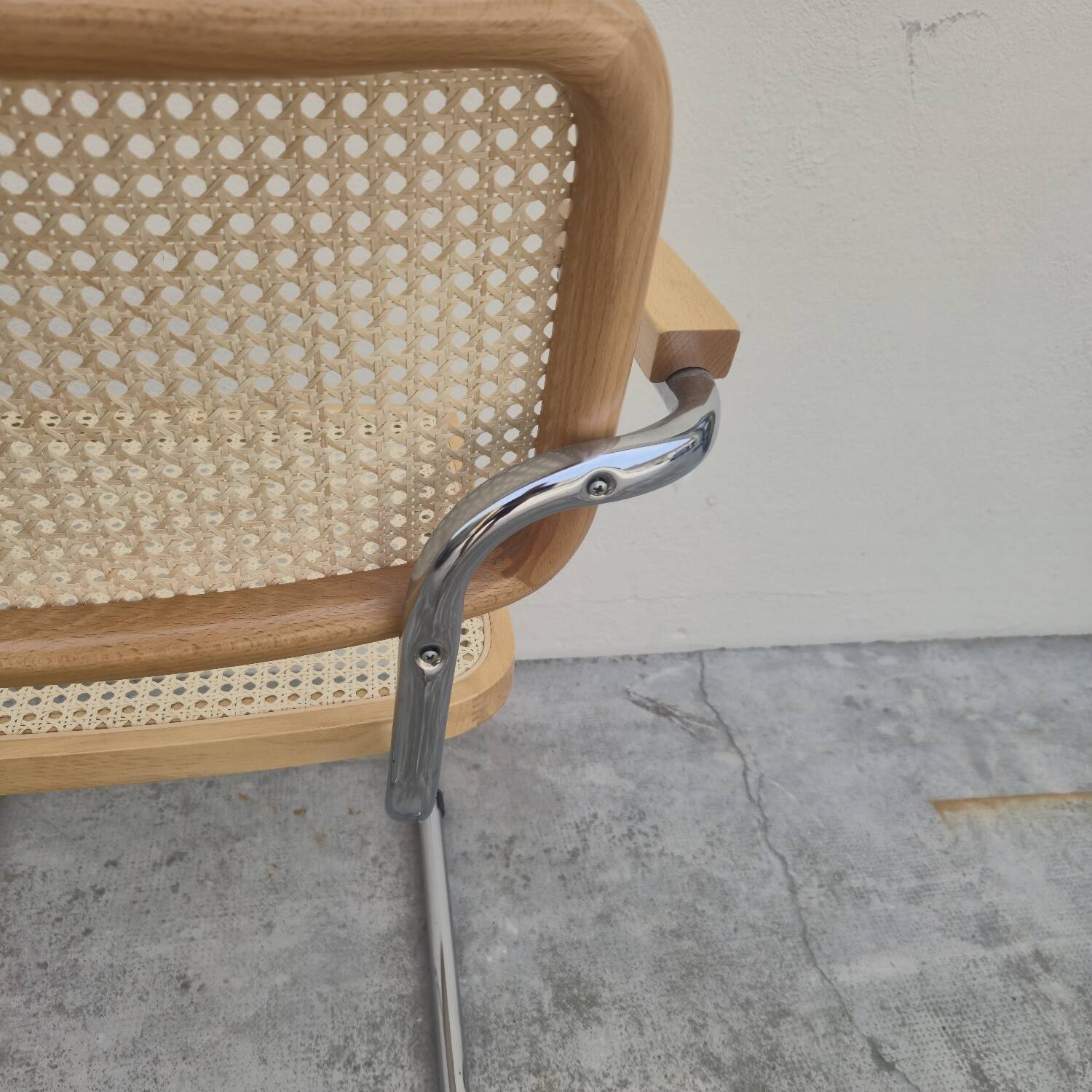 Breuer style armchair in original vintage canework