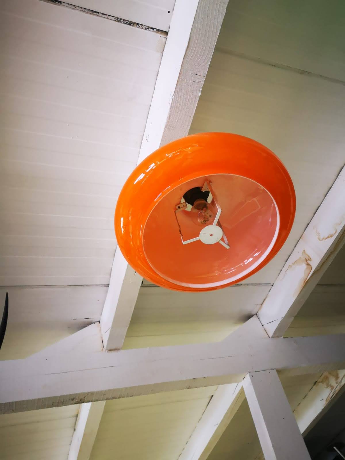 Vintage orange opaline hanging lamp