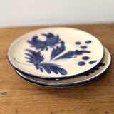 duo d'assiettes  à dessert en porcelaine décor floral peint à la main