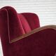 1950s, Danish relax armchair, cherry-red furniture velour, dark beech wood.