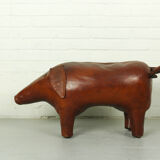 Leather Pig Stool By Dimitri Omersa, 1960s