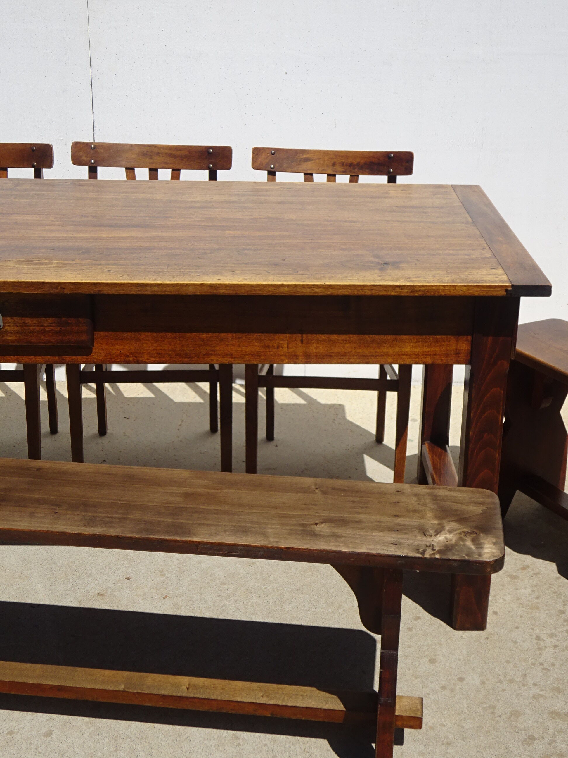 Solid wood country benches