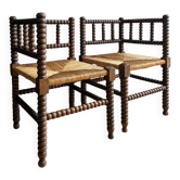 Paire de fauteuils anciens dits "Bobine"