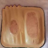 Square asparagus plates in barbotine by Marcel Guillot, set of 8.