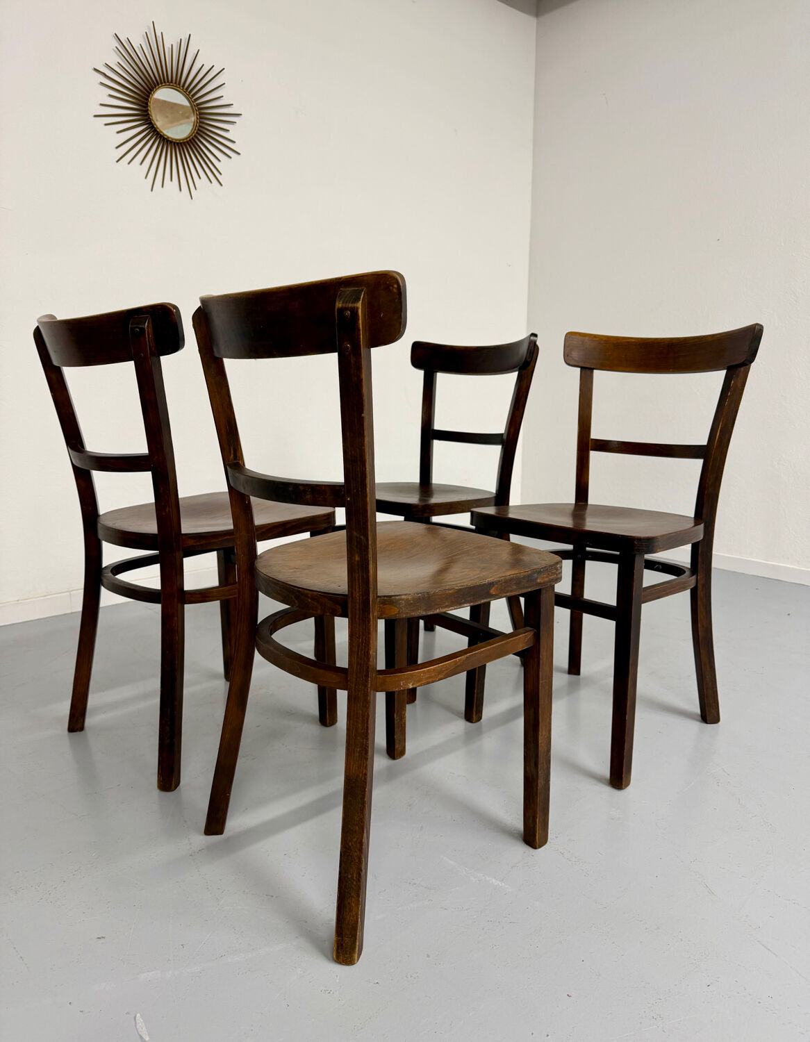 Lot de 4 chaises de bistrot thonet années 50 vintage bois