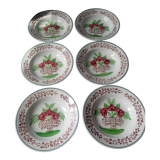 Series of 6 hollow plates digoin sarreguemines