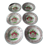 Series of 6 hollow plates digoin sarreguemines