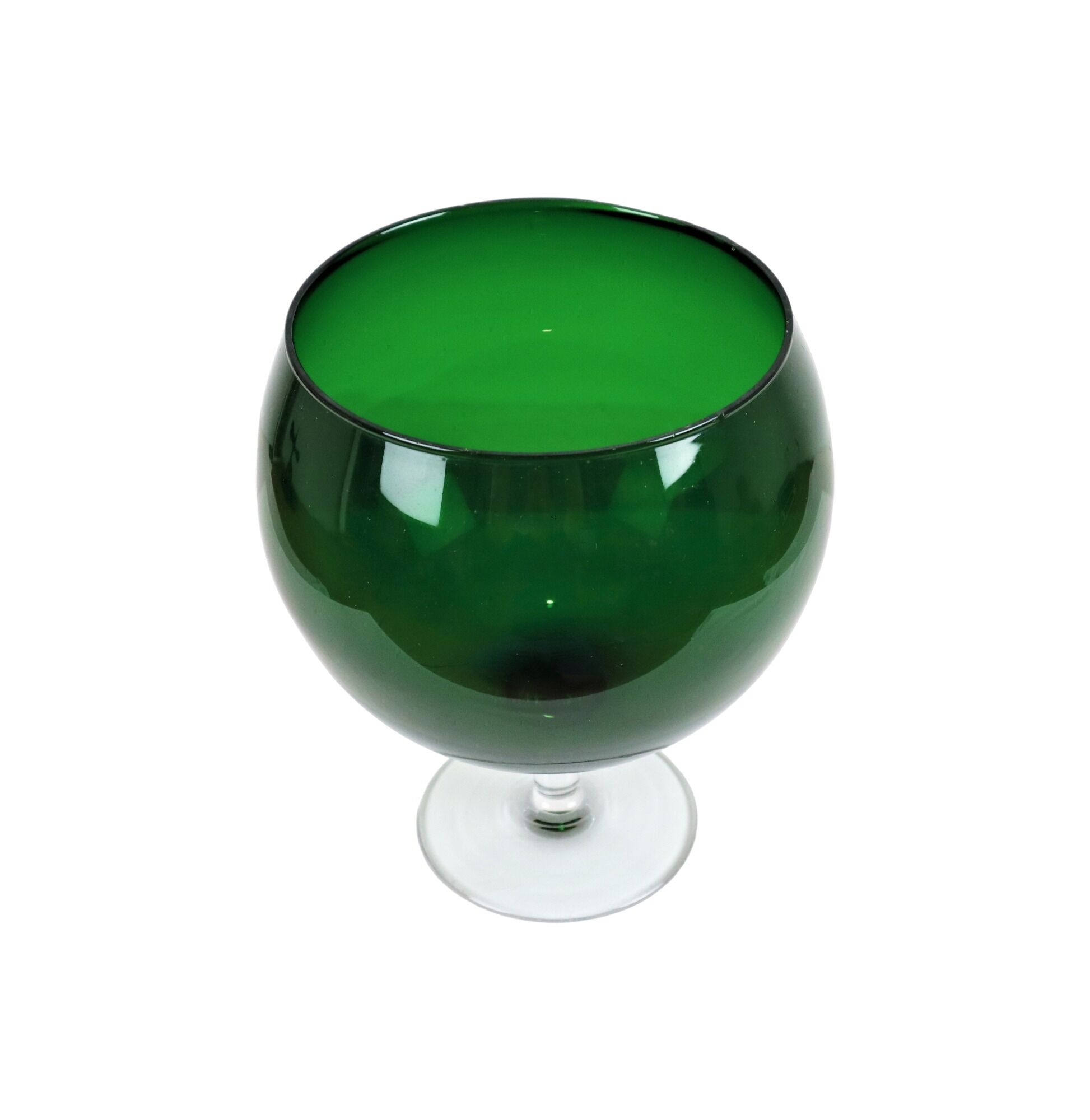 Grand vase en verre vert vintage 'brandy glass' soufflé à la bouche 26cm