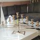 Large Aulica Menorah/Jewish Candlestick with 9 lights. In gold-plated metal.