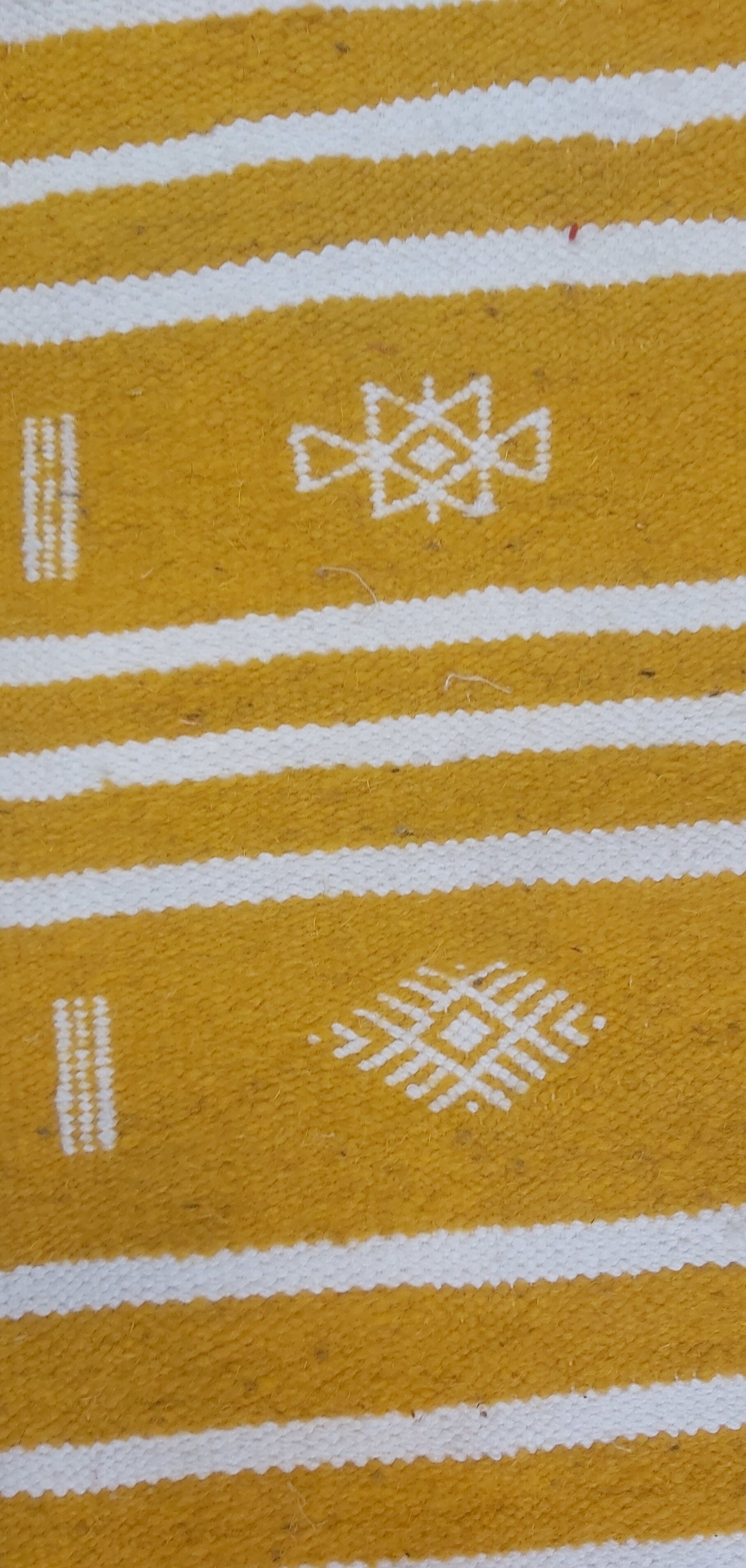 Handmade yellow and white kilim carpet