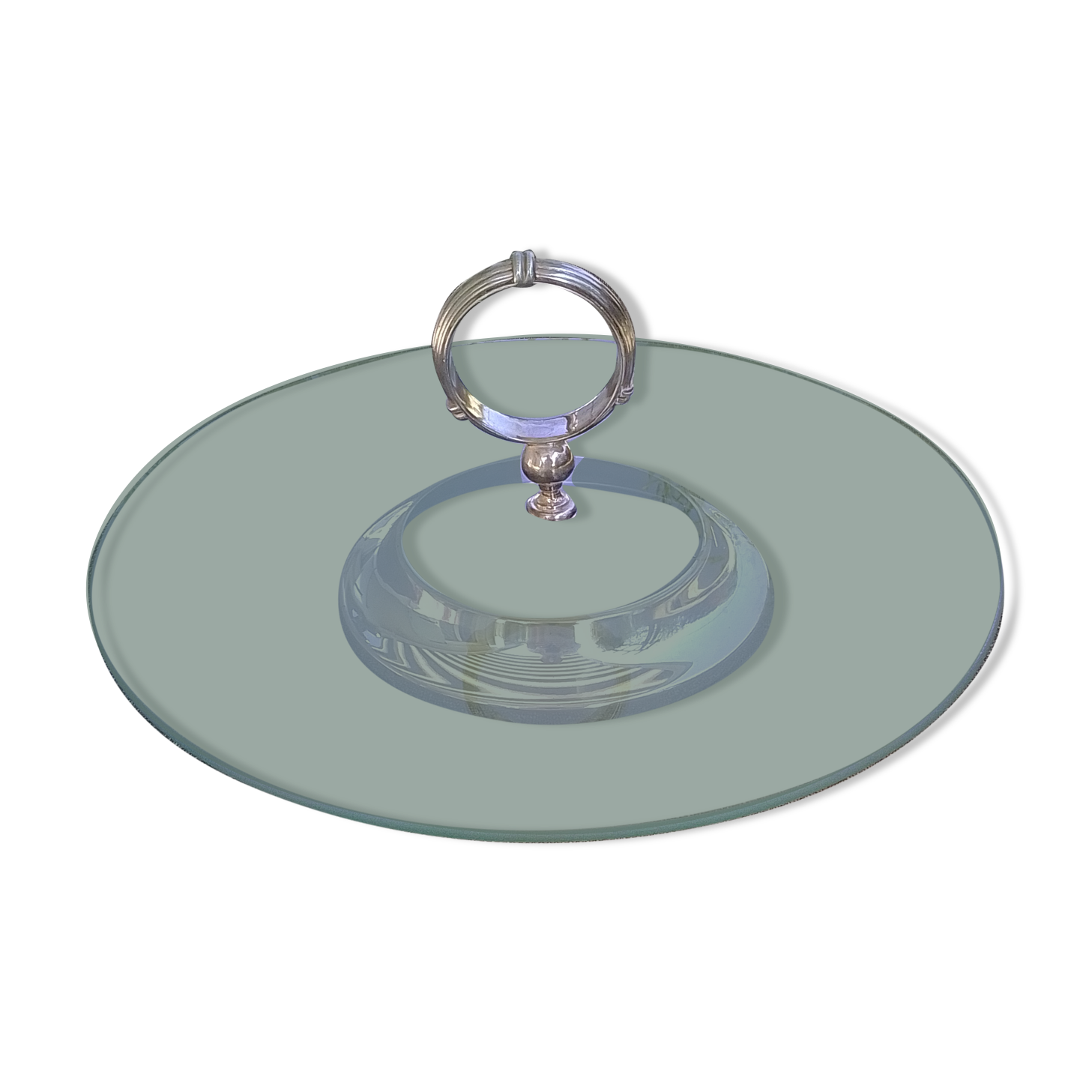 Glass and silver metal top