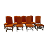 Chaises style Louis XIV tapissées orange