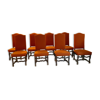 Louis XIV style chairs upholstered orange